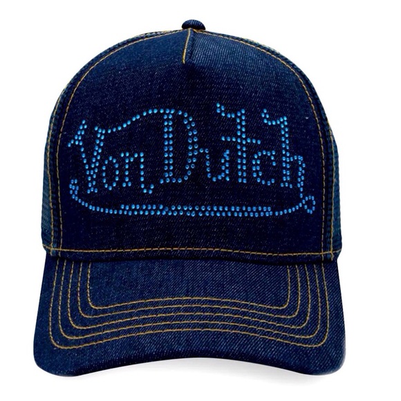 π§’ Von Dutch Rhinestone Denim Trucker Hat πβ¨NWOT - Picture 2 of 3